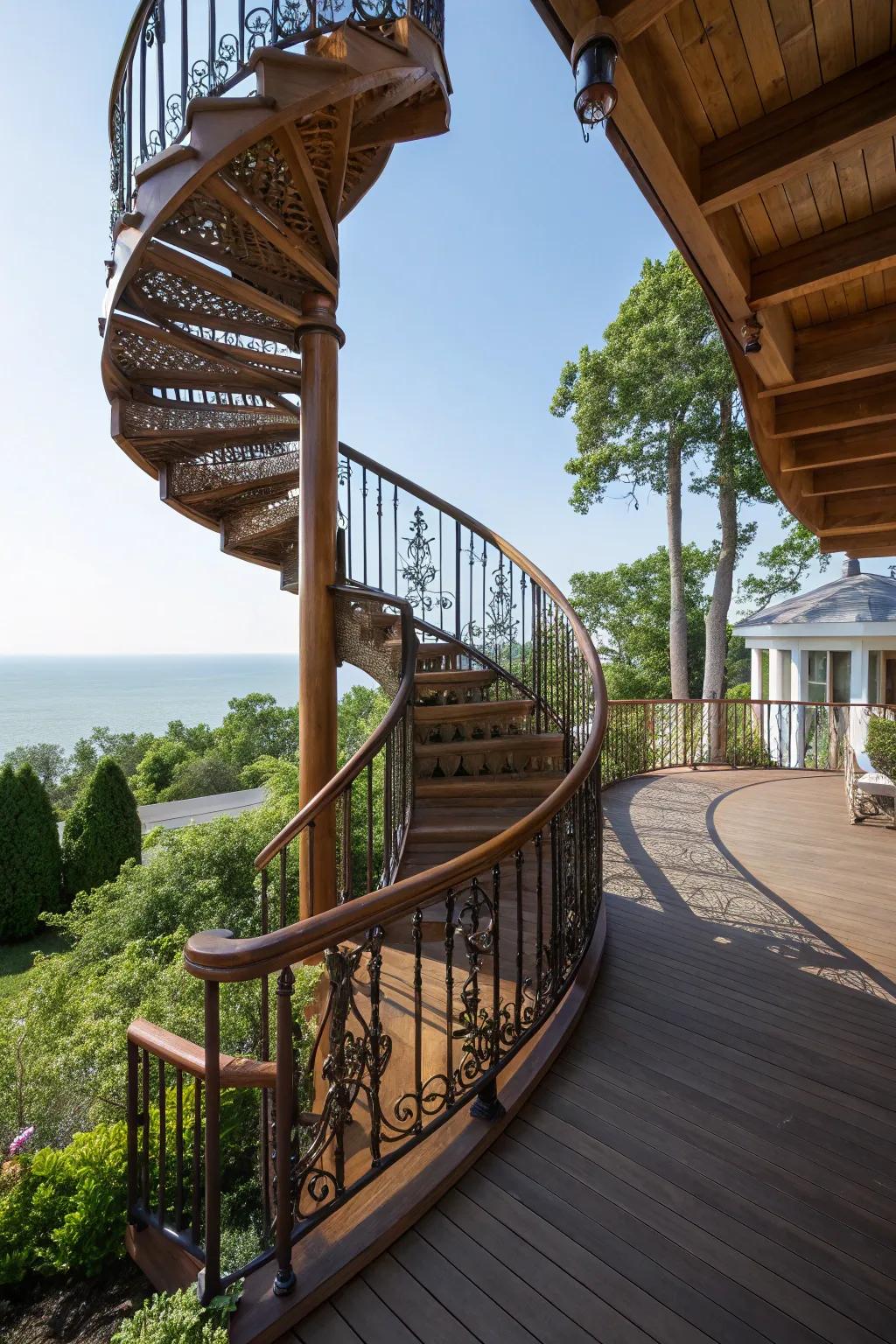 Save space and add grandeur with a spiral staircase.