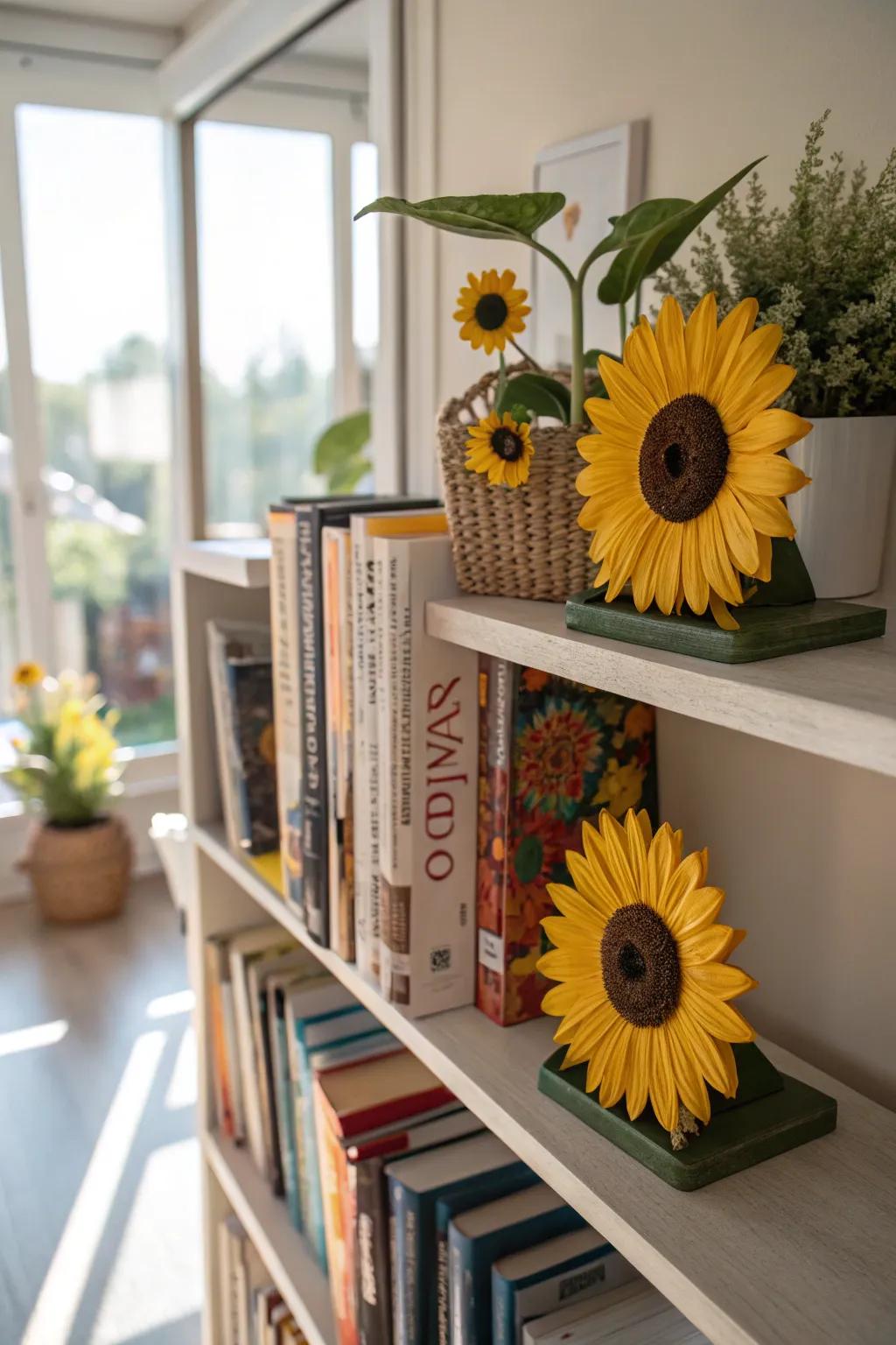 Sunflower bookends are both charming and practical.