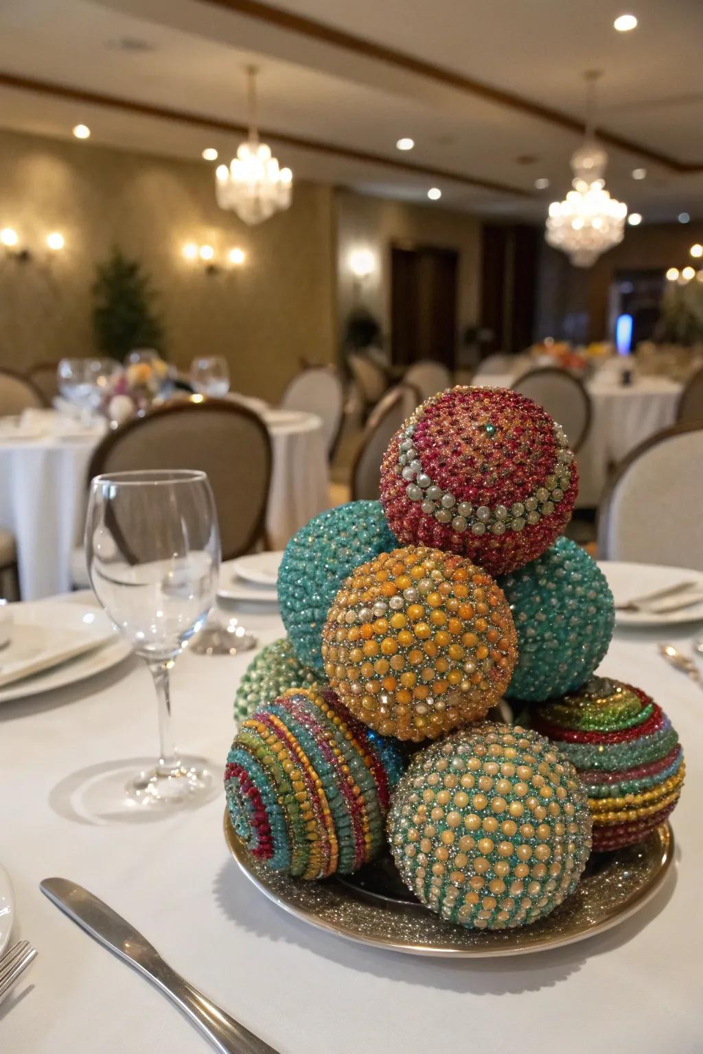 Beaded spheres adding artistic flair