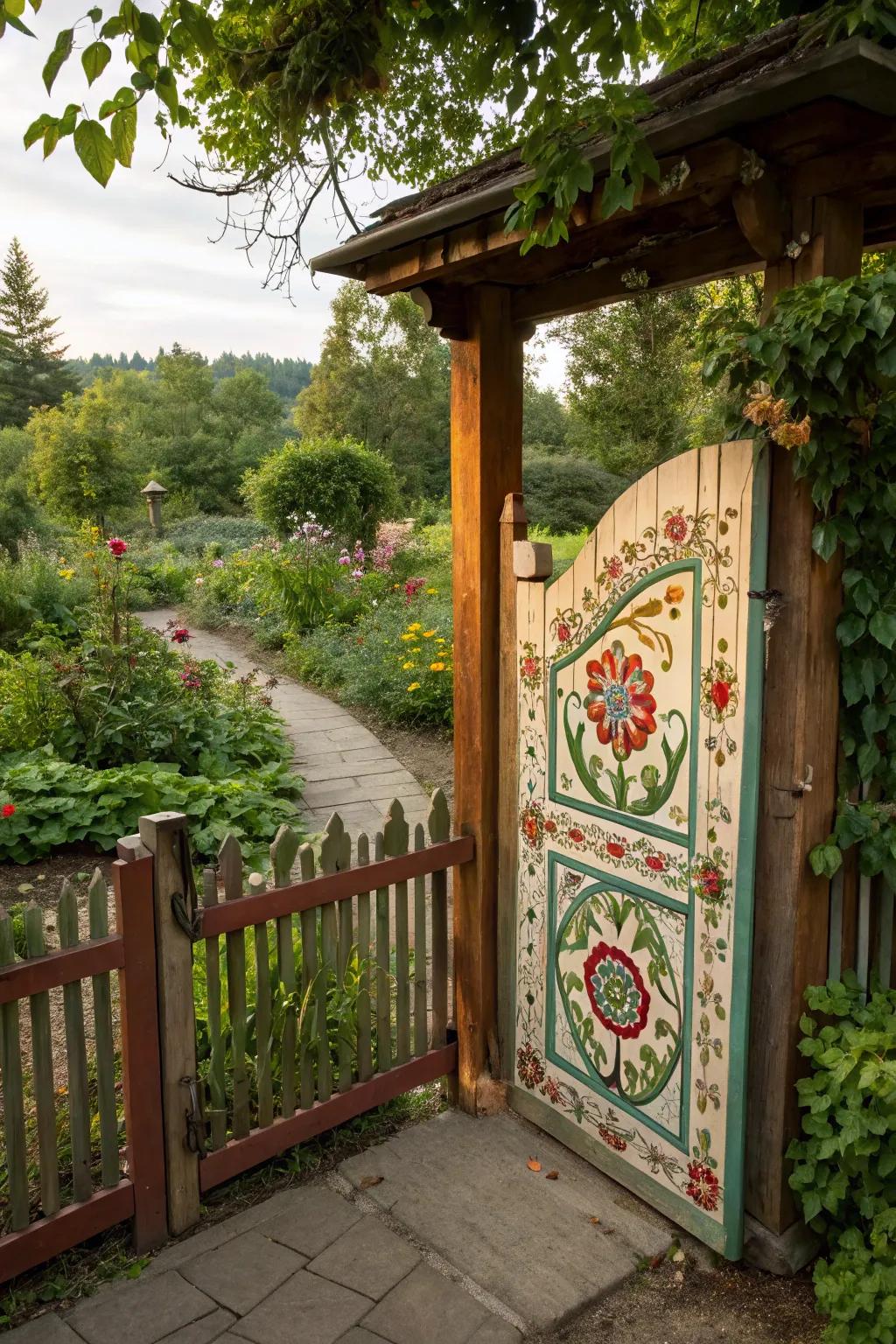 A striking garden gateway turns into a centerpiece in fencing design.