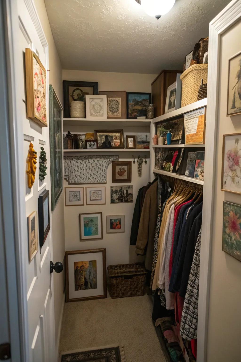 Imbue personality into your closet through artwork and decorations.