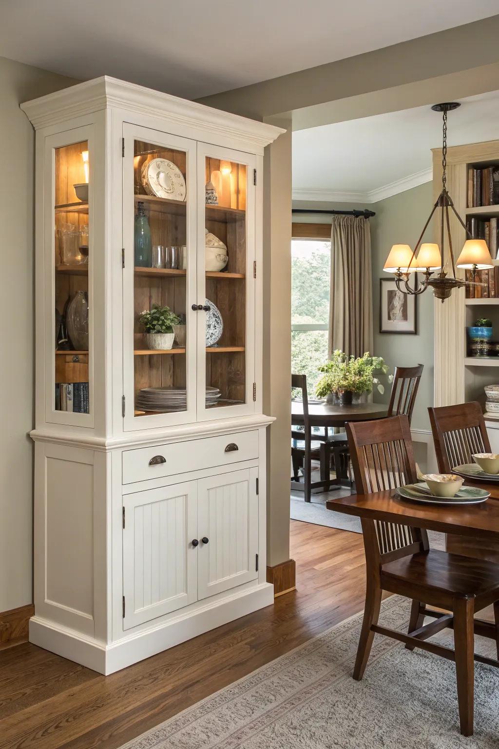 Add interest with an asymmetrical display design.