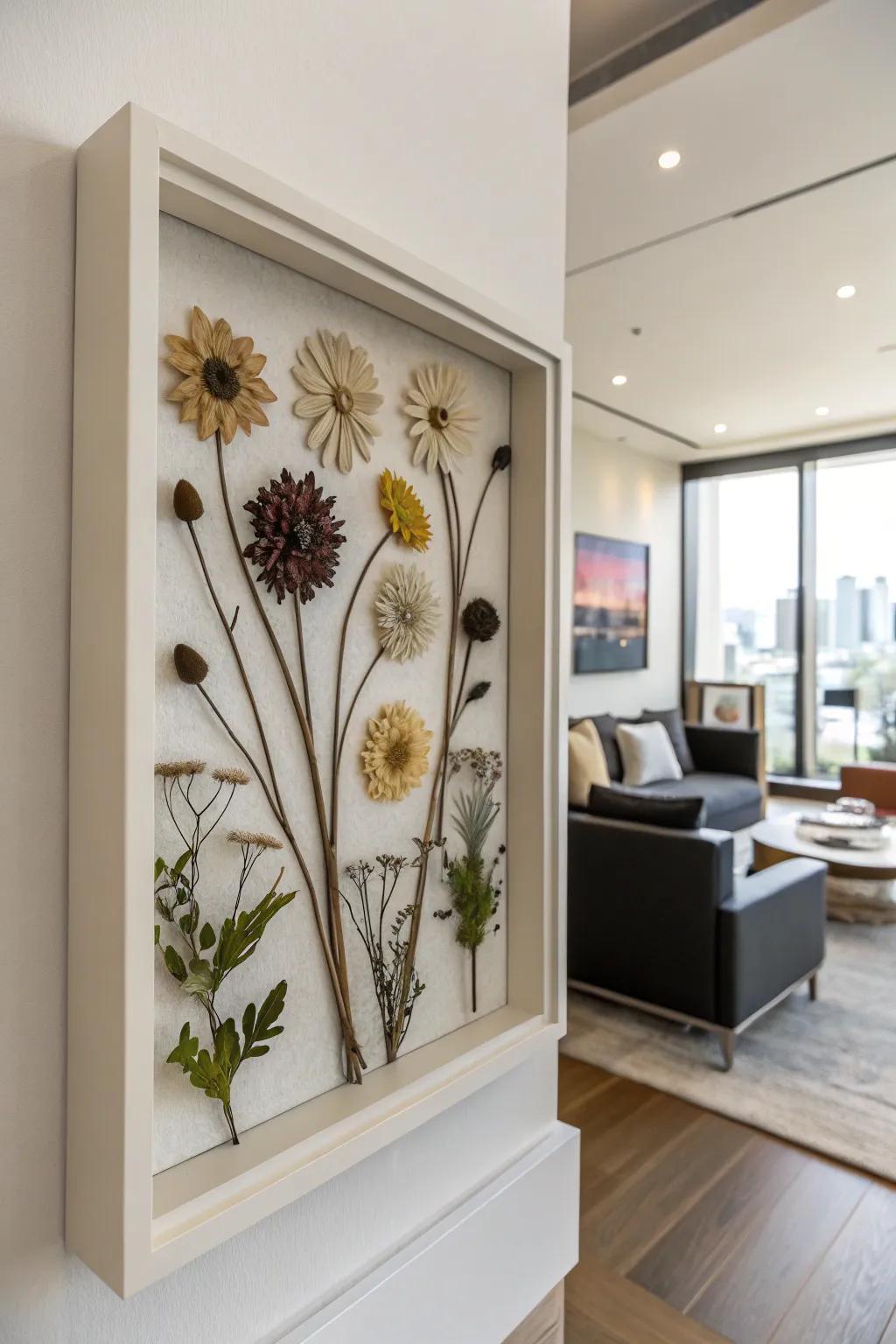 Create harmony with a balanced dried flower setup.