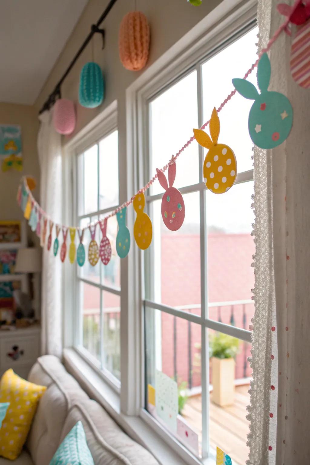 A charming DIY bunny garland for Easter decoration.