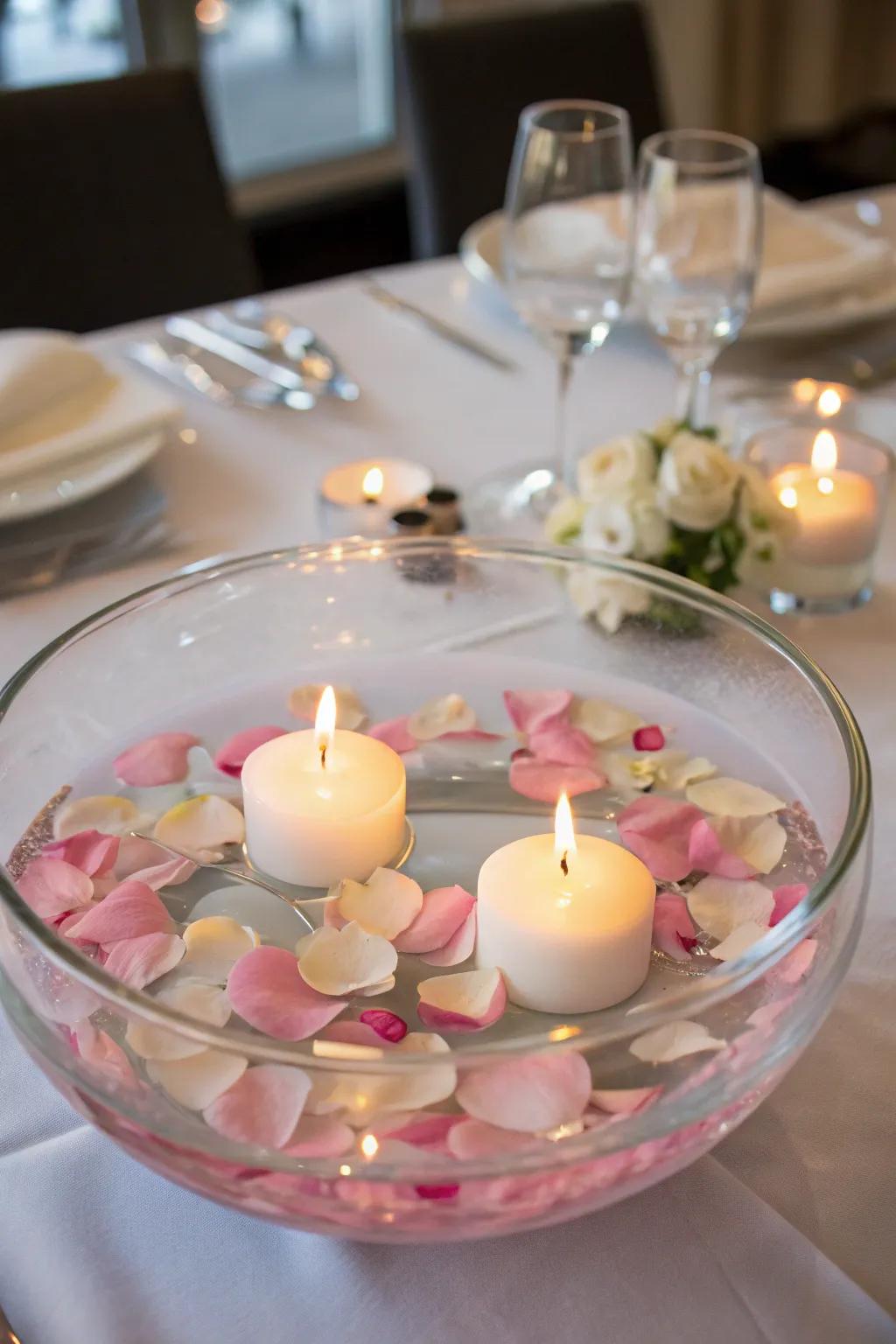 Drifting wax light centerpieces inject romance and grace into every tabletop.