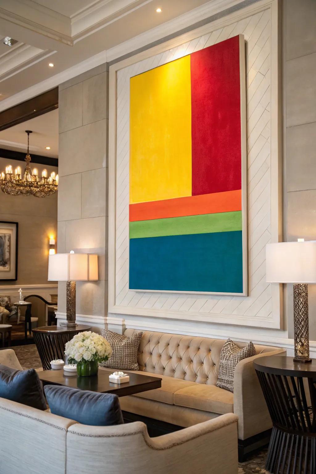 Color block art adds bold drama to your space.