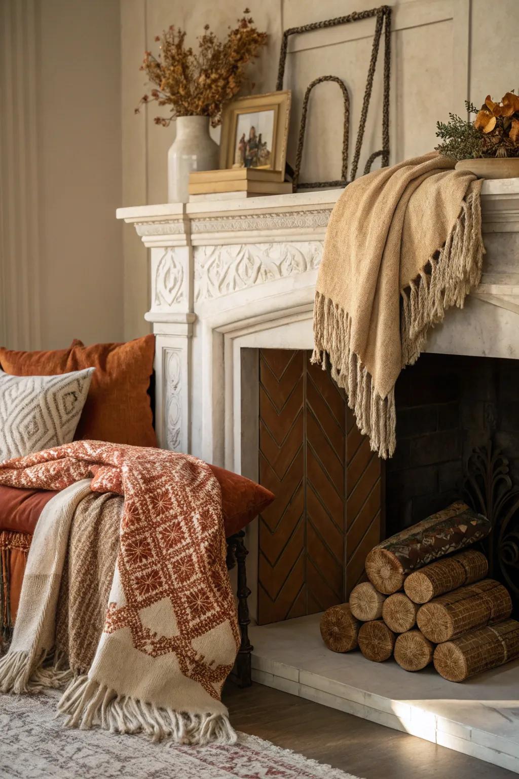 Layered textures introduce depth and interest.