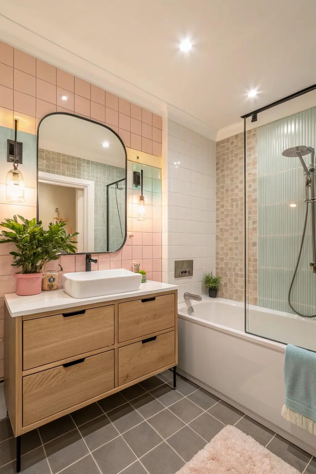 Surrounding illumination creates the ideal mood in an ensuite.
