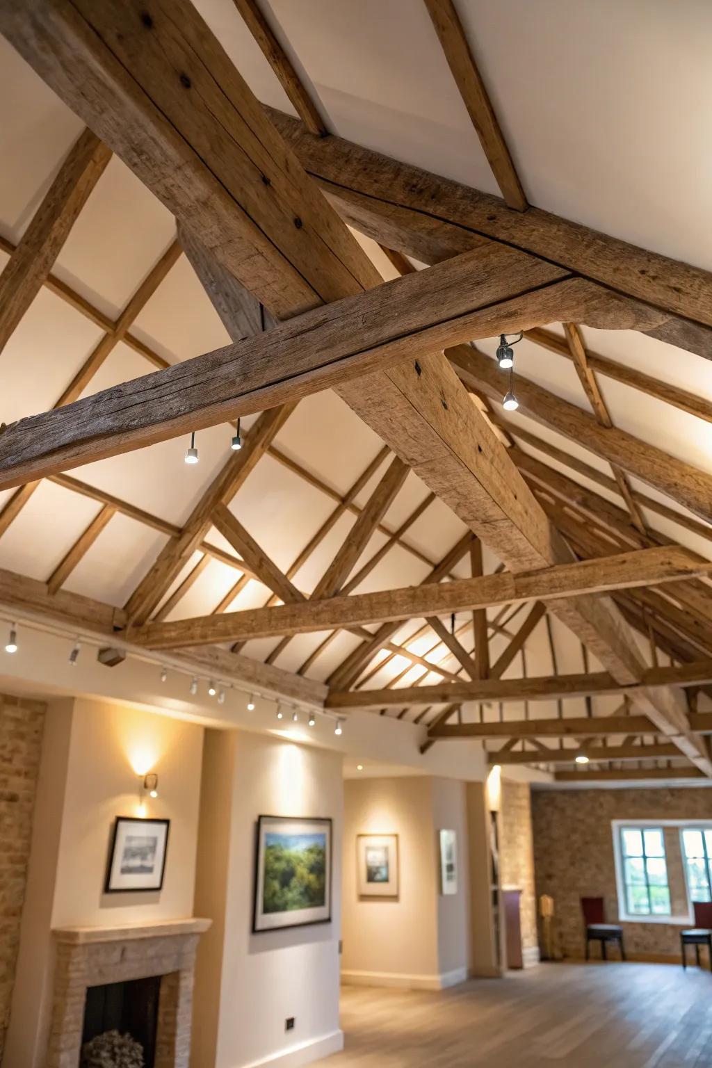 Vibrant design with angled beams.