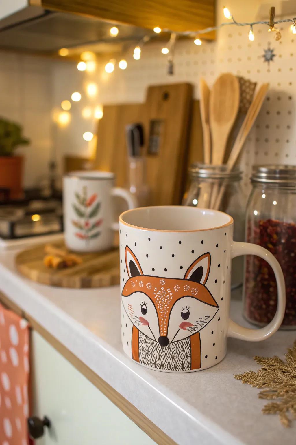 A funny animal face mug that delights with its charm and creativity.