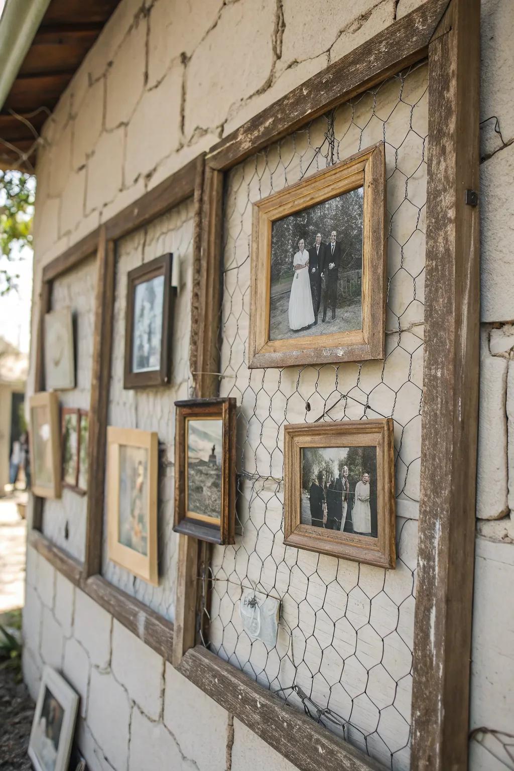 Countryside photo displays adding personal warmth to the decor.
