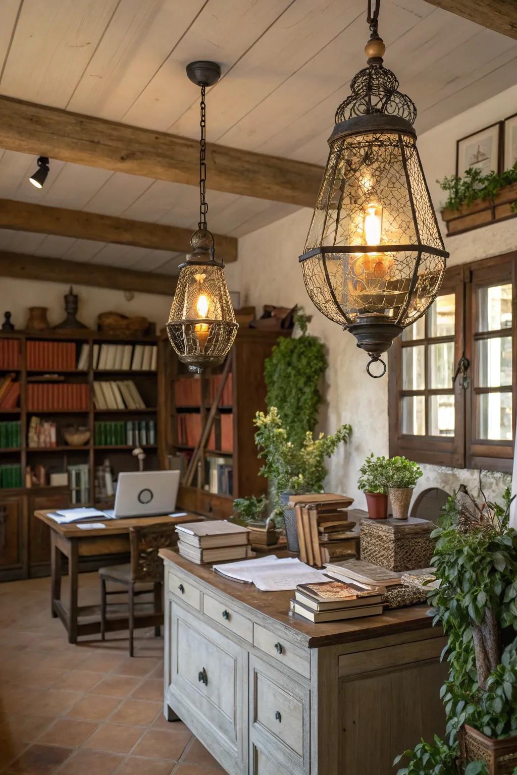 Ornamental lanterns offer country elegance.