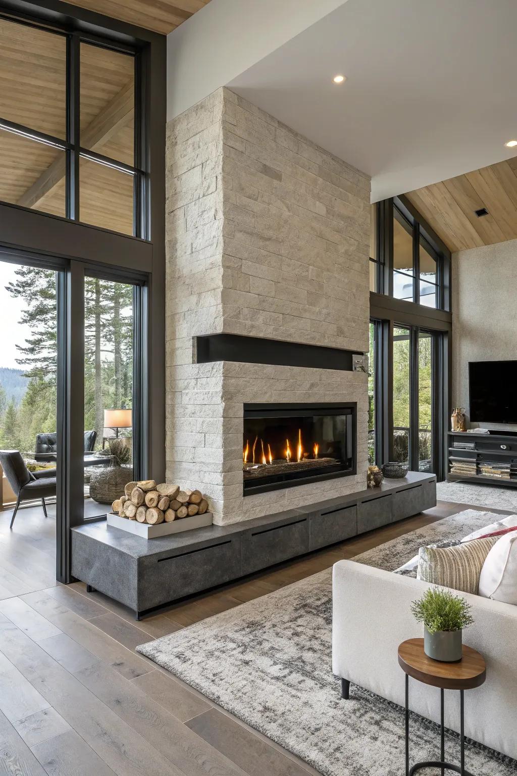 Enjoy simple warmth with a modern gas fireplace.