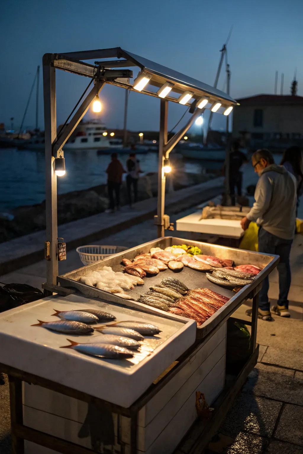 Evening cleaning sessions with sustainable lighting.