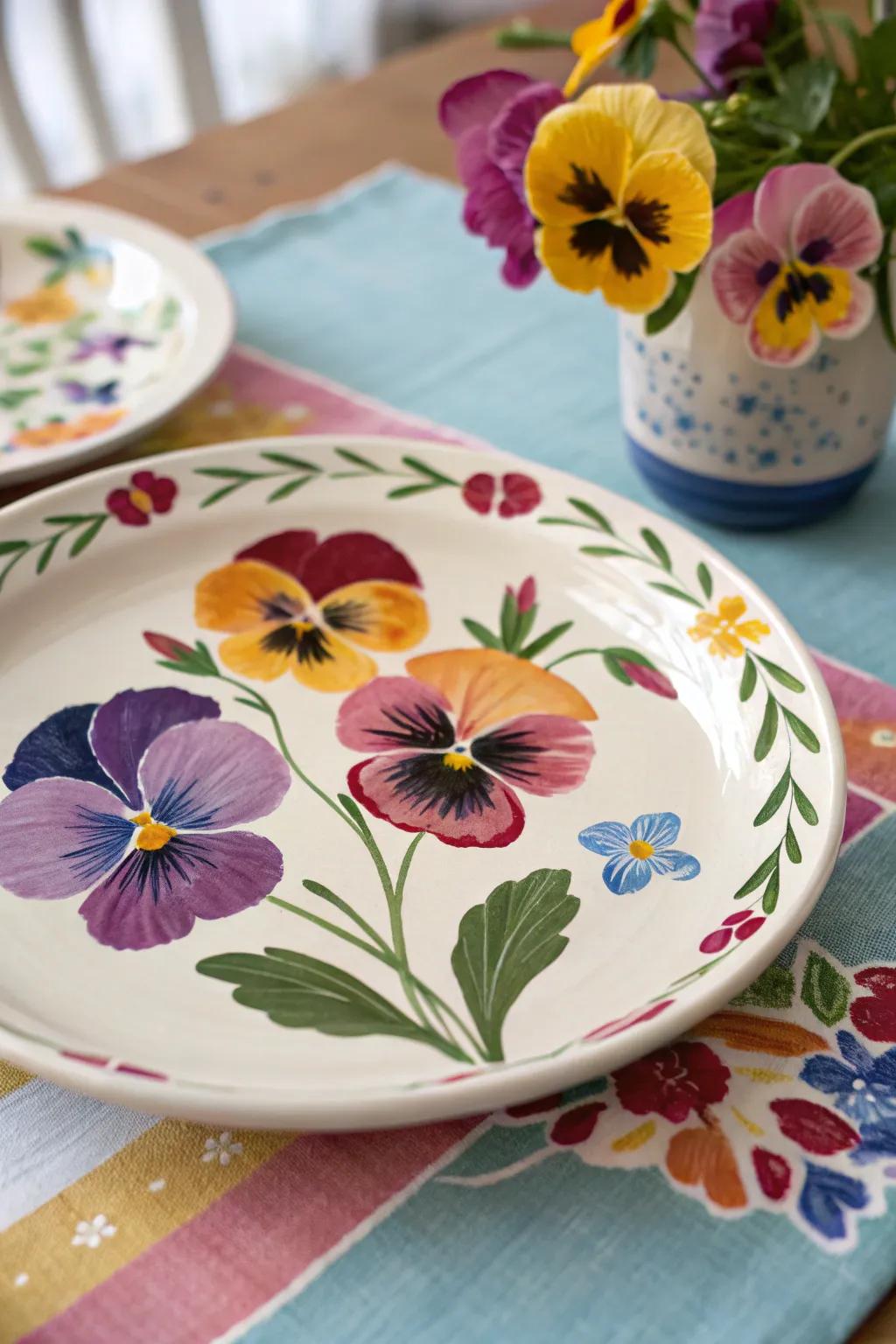 Playful pansies contribute an energetic and appealing touch to your dishes.