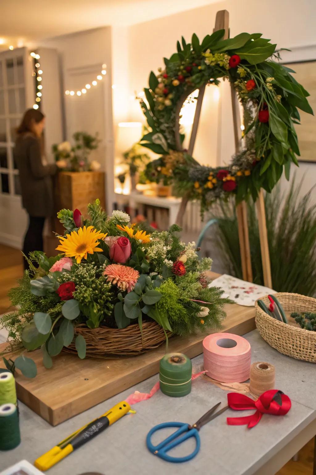 Wreath-making provides guests with a creative outlet.
