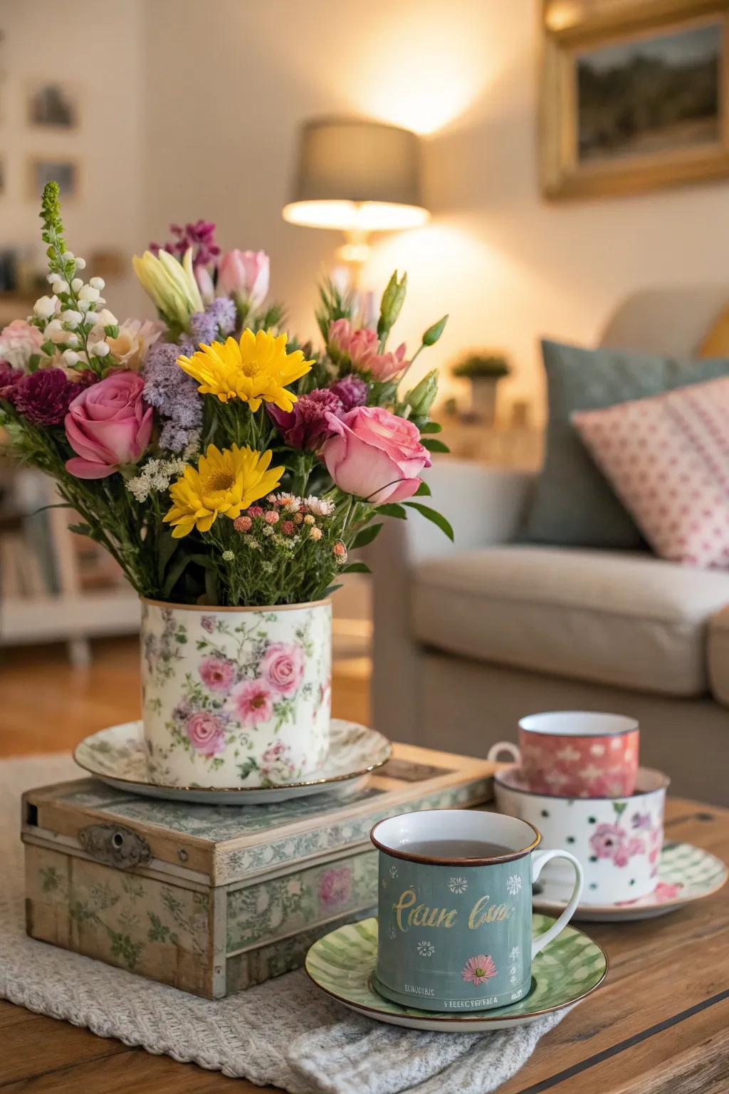 Unanticipated receptacles incorporate a creative twist to floral presentations.