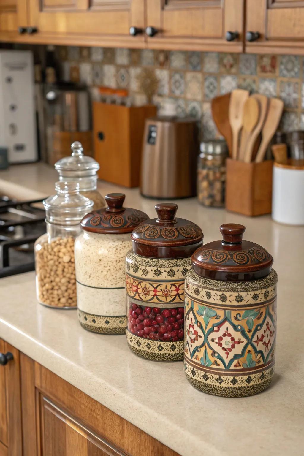 Pretty jars make style better in the kitchen.