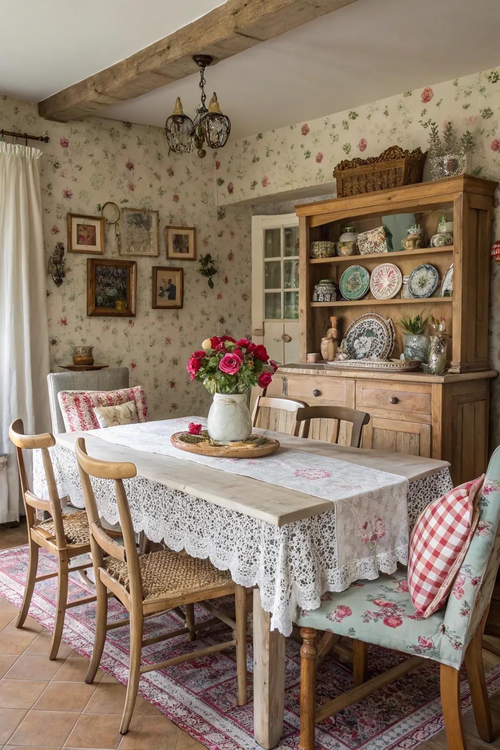 Mixed patterns and textures add measurement and interest to the space.