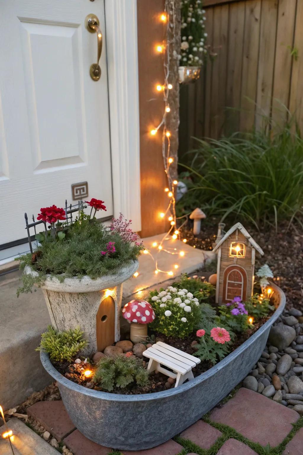 Delight guests with magical fairy garden planters.
