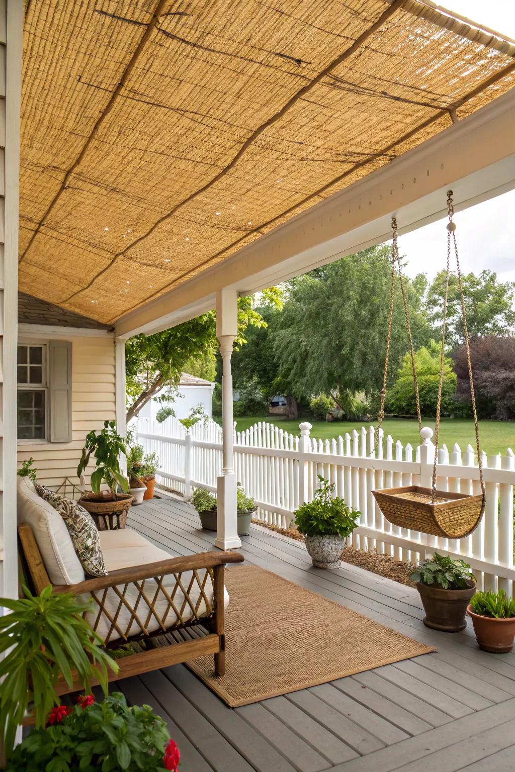 Bamboo weave canopies offer a tropical touch.