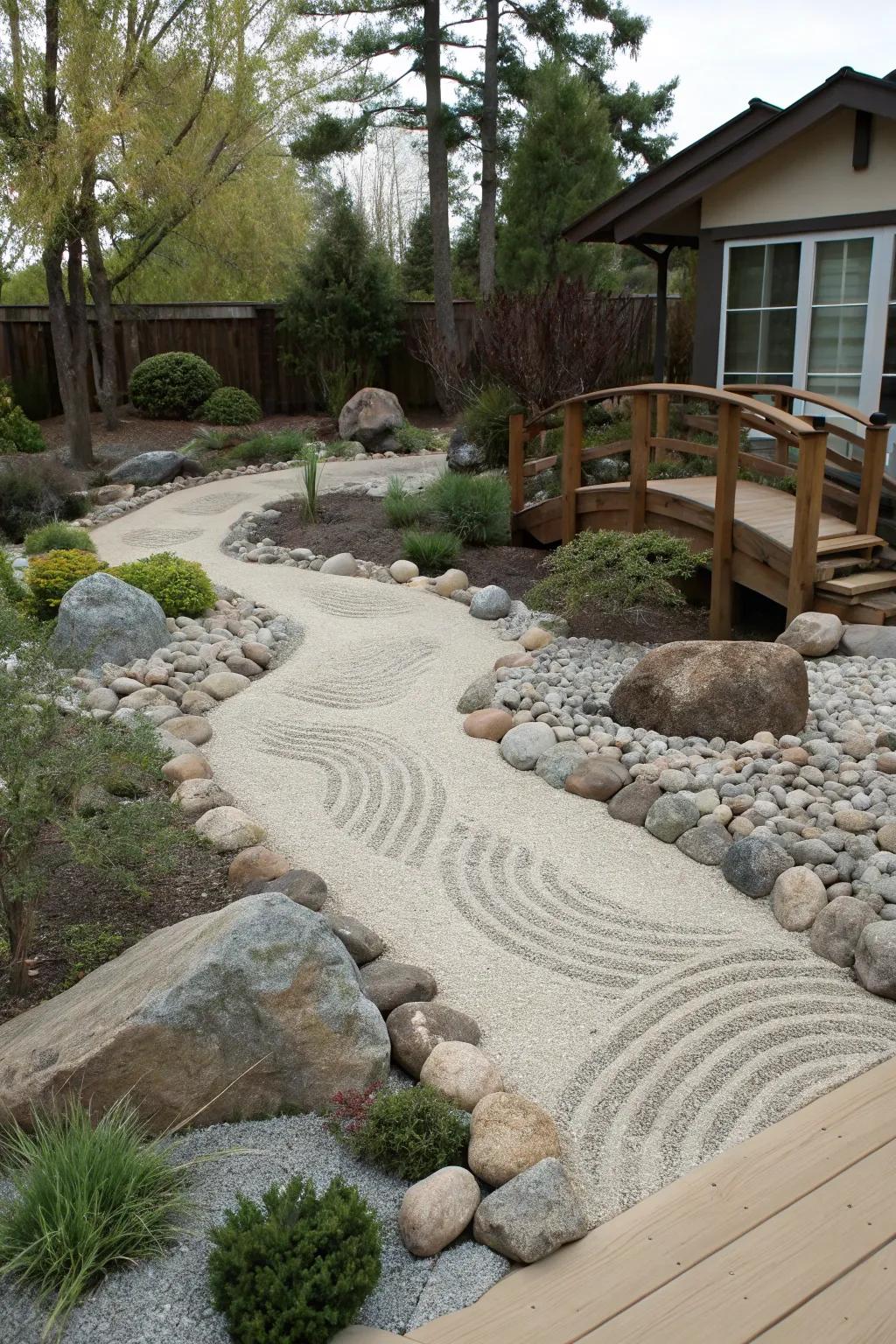 A Zen garden delivers peace to your front yard.