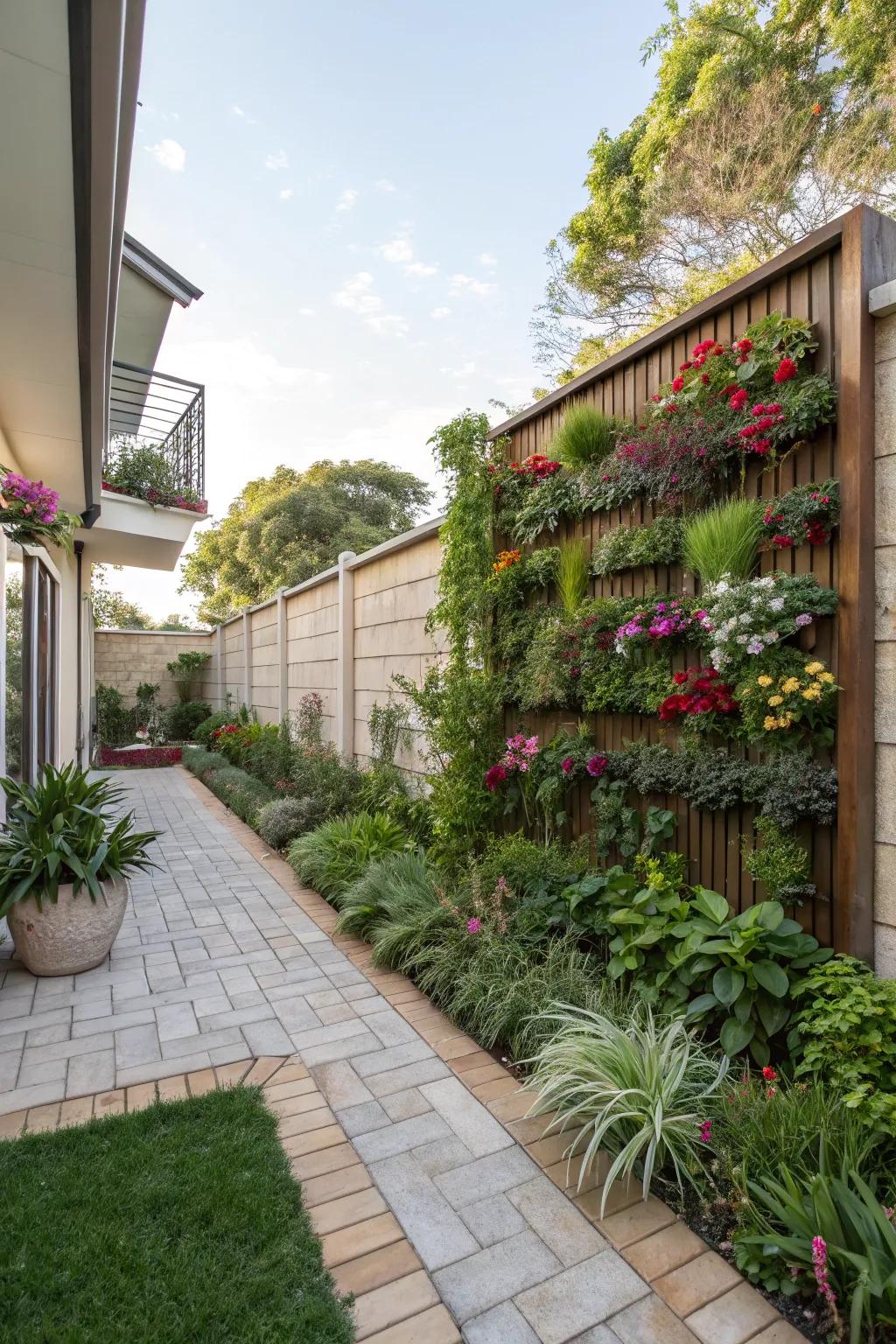 Vertical gardens maximize space and add lush greenery.