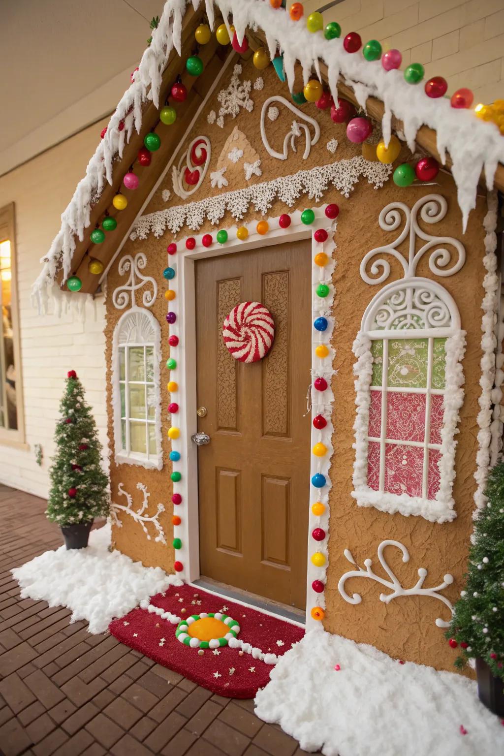 A crispbread home door decoration offers a sweet and festive welcome.