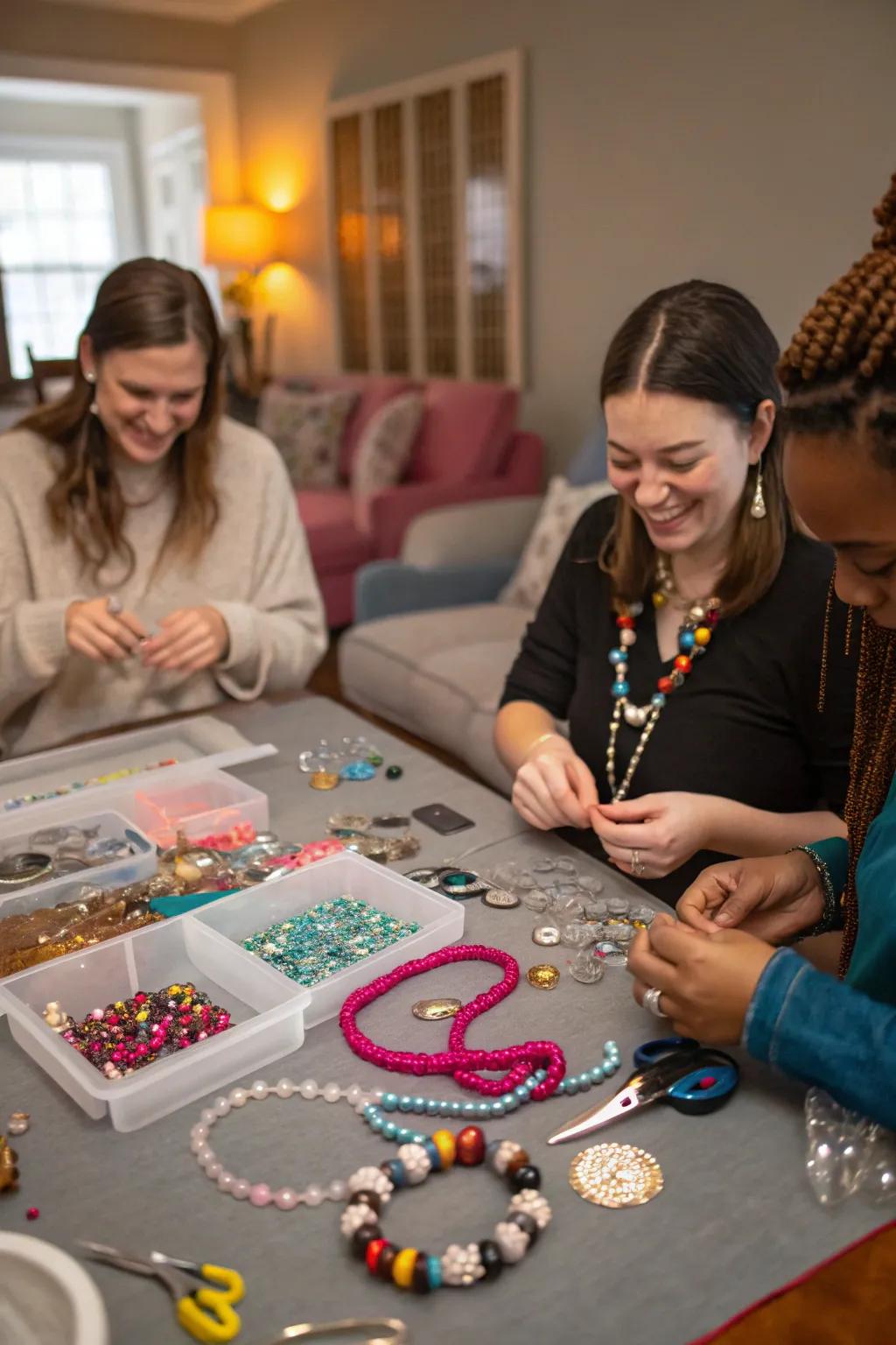 A creative charm-making activity for crafting unique Galentine's Day mementos.