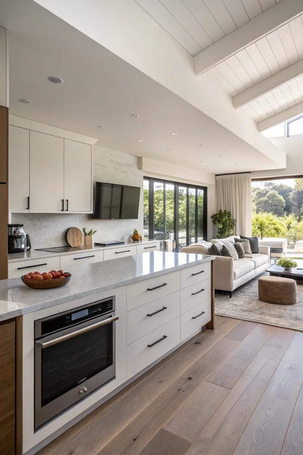 Simple hardware keeps the lines clean and the space uncluttered.