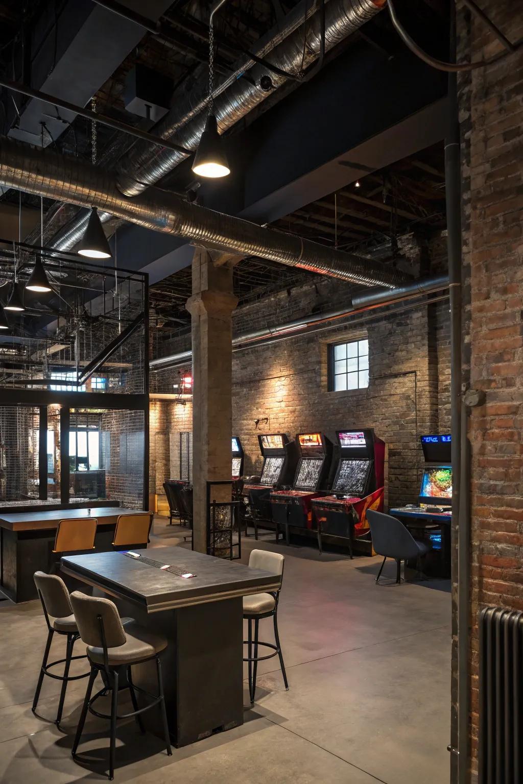 Metal accents lend your game room a modern urban vibe.