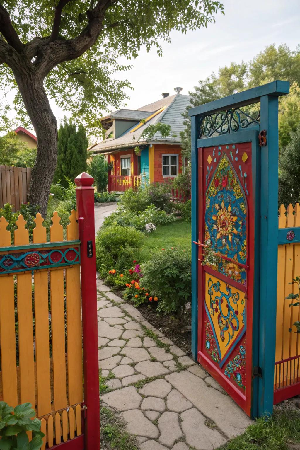 A gate with bold color flair.