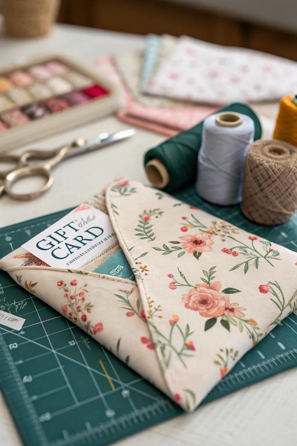 Fabric sleeves offer a cozy, personal way to present gift cards.