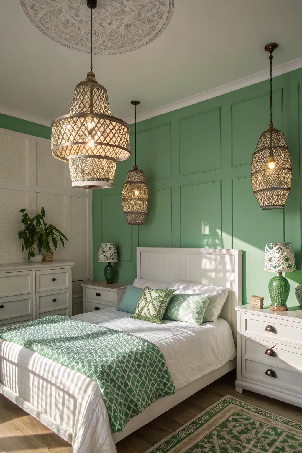Creative lighting sets a mood and highlights interesting design elements.