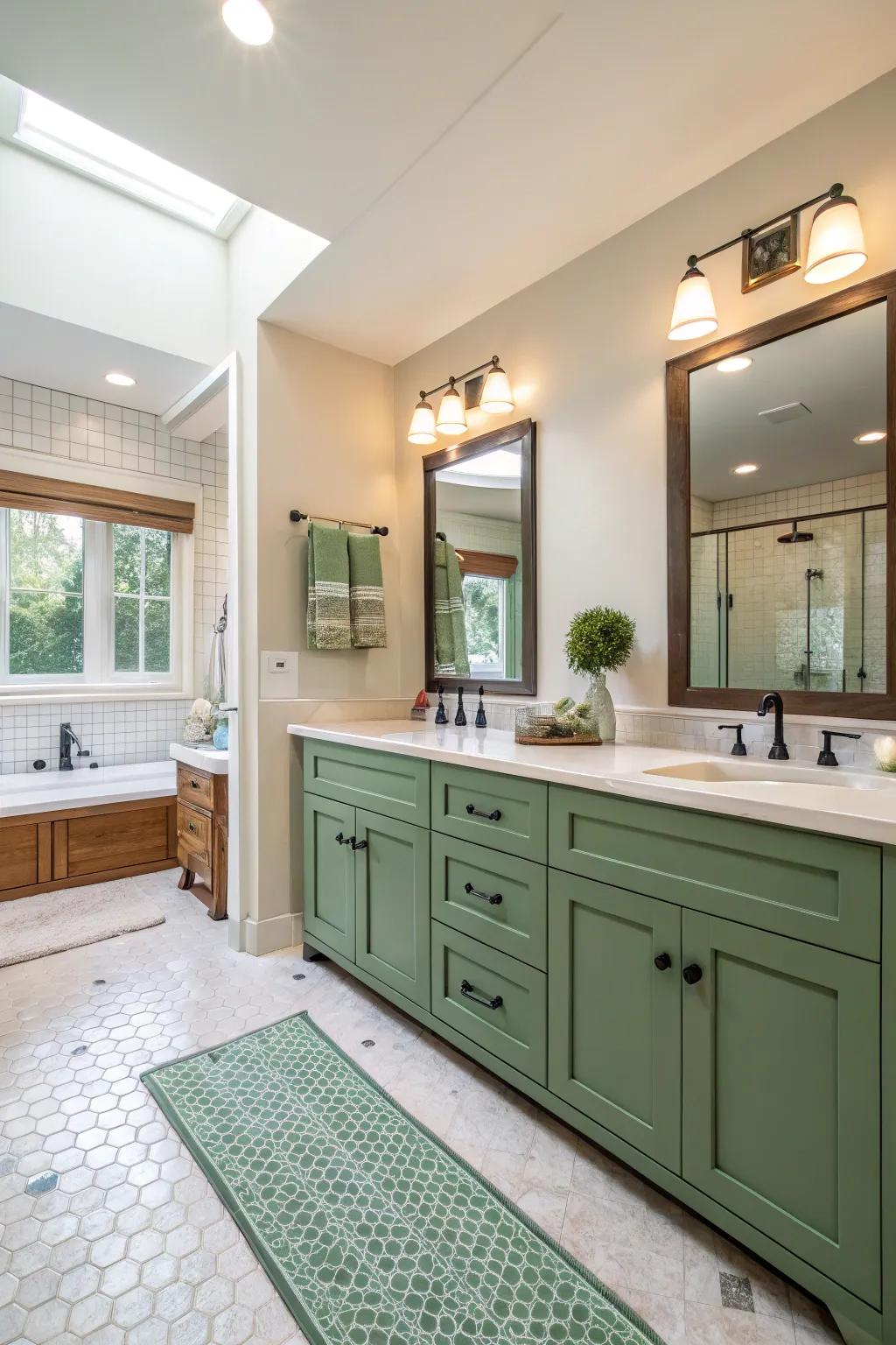 Spacious layout featuring a verdant console as a focal point.