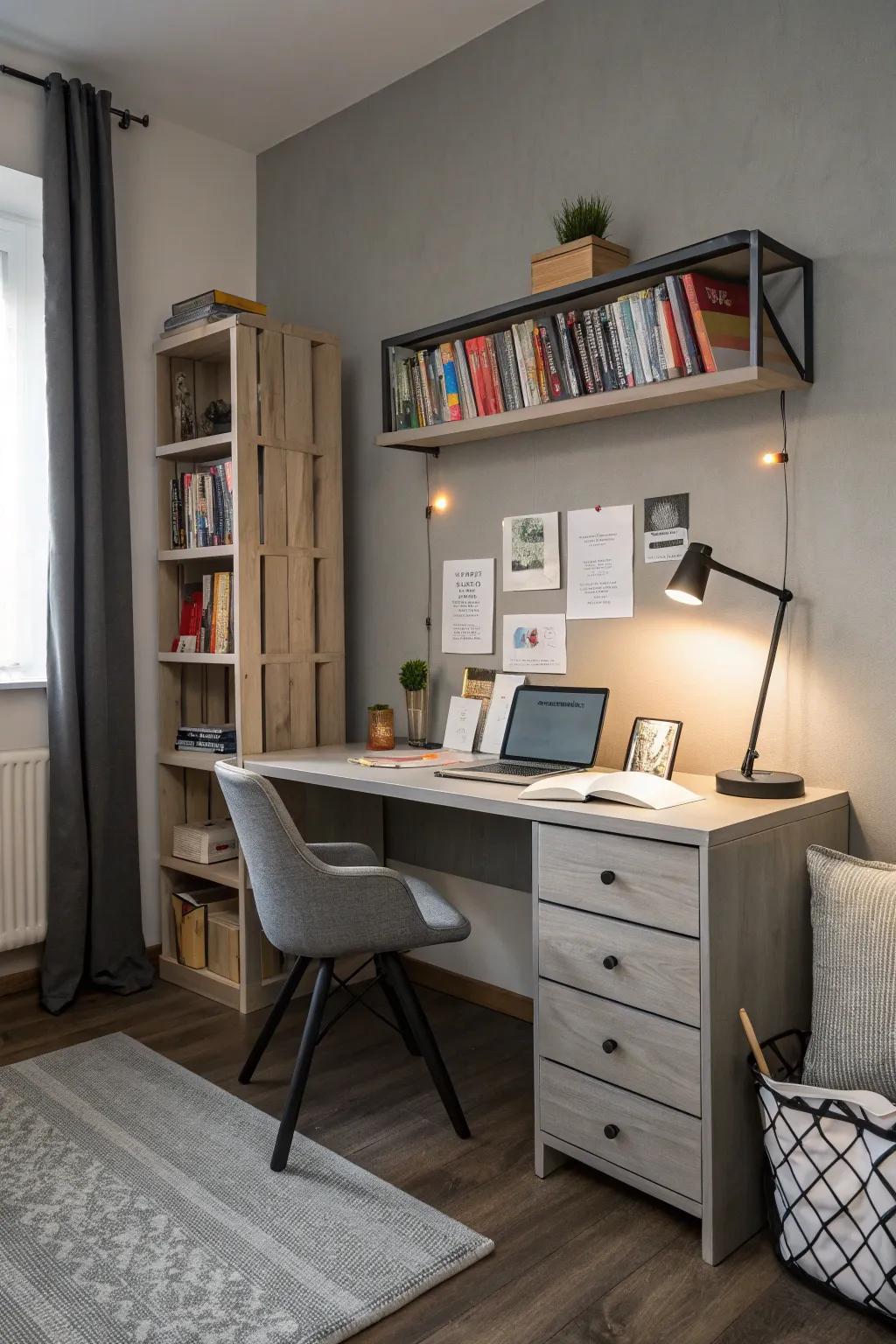 A chic study area: work and style.