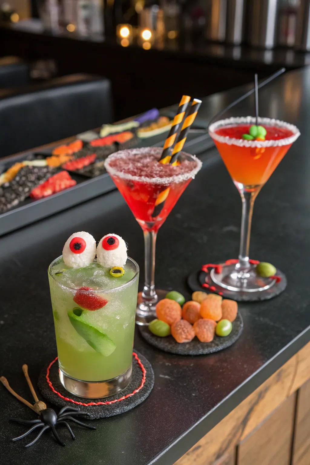 Perpetuate the theme via ghastly garnishes.