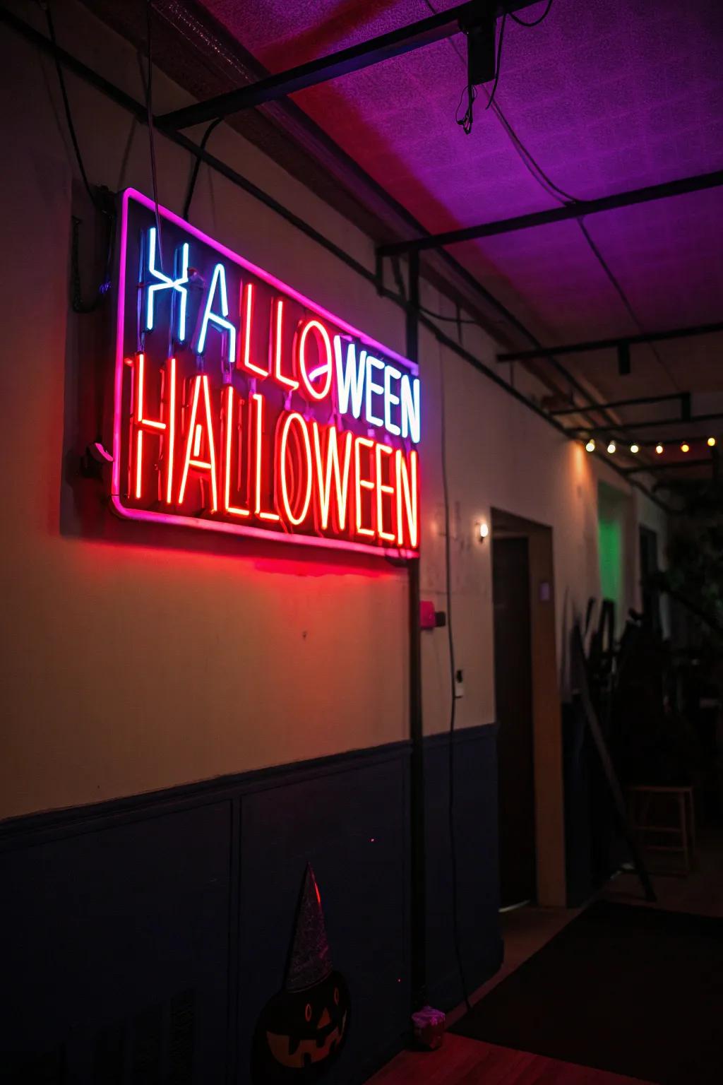 Radiant signs provide a lively radiance to Halloween nights.