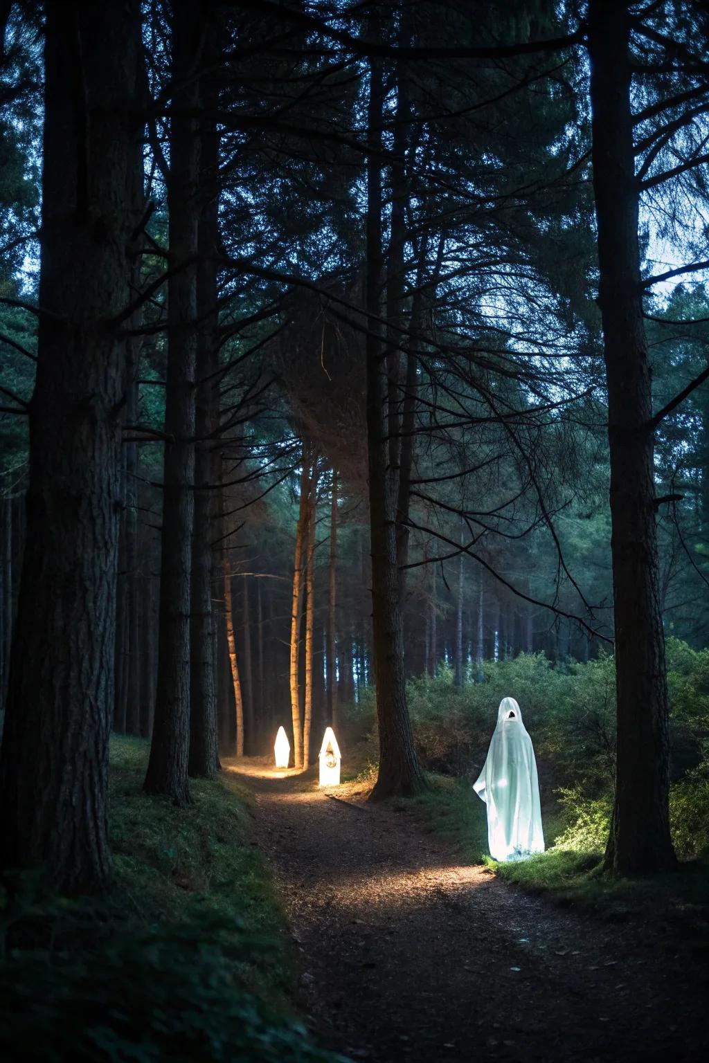 Wandering specters glide eerily across the forest.