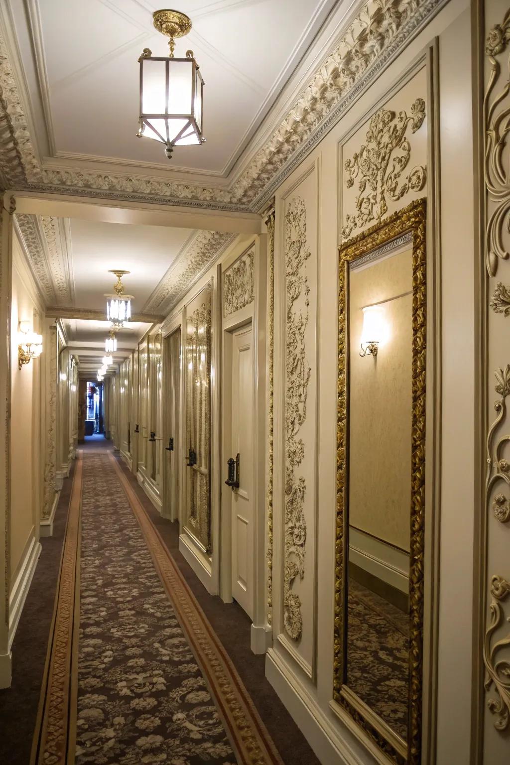 Enhance beauty using mirrors framed by cosmetic trim.