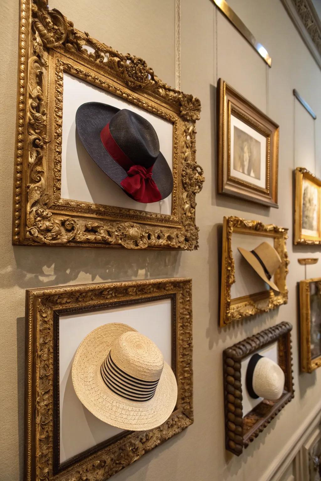 A photo frame turns your hats into an art display.