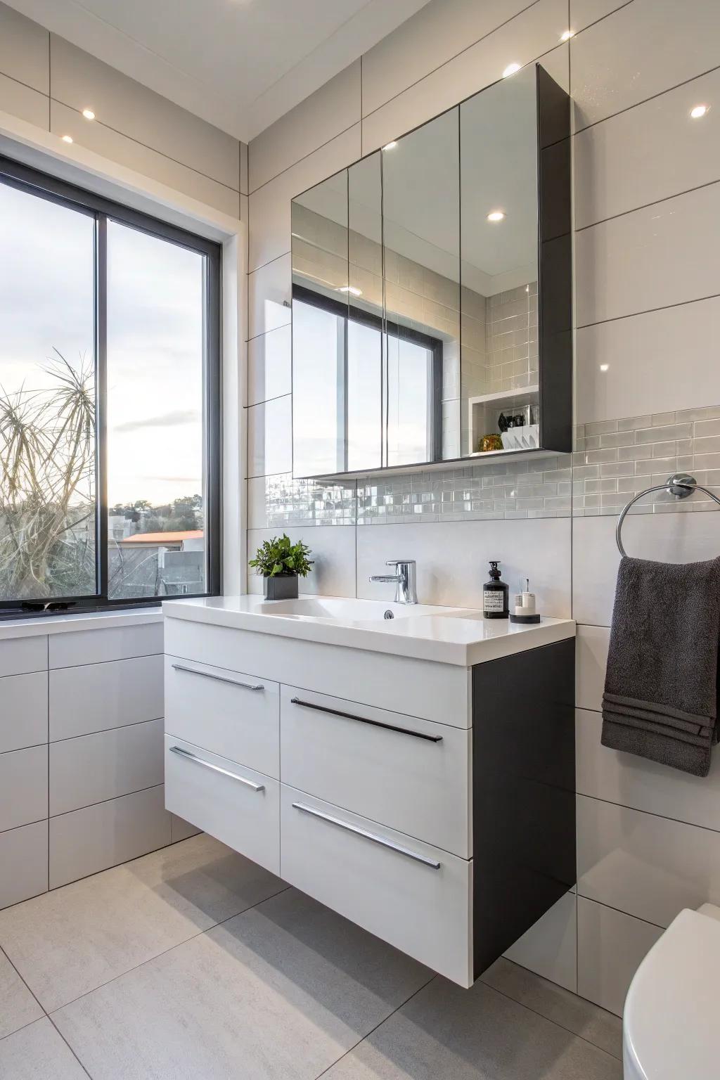 A hanging cabinet offering hidden storage solutions.