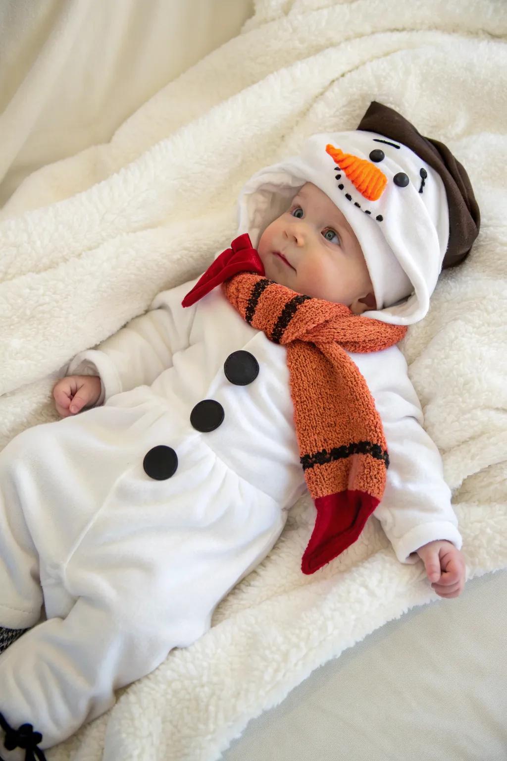 A soft and whimsical snowman scene for your baby’s photoshoot.