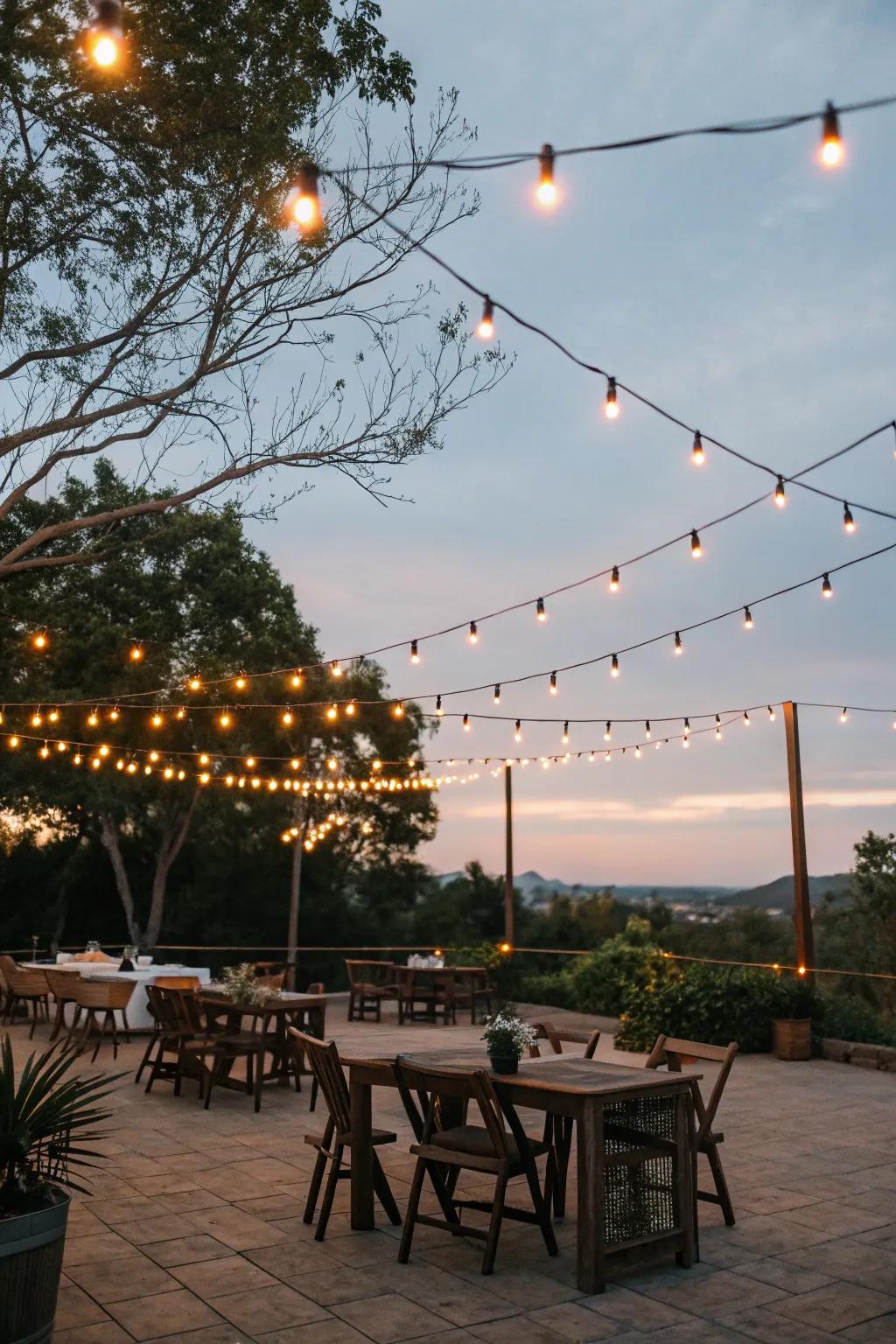 Decorative lights illuminate outdoor spaces with a magical ambiance.