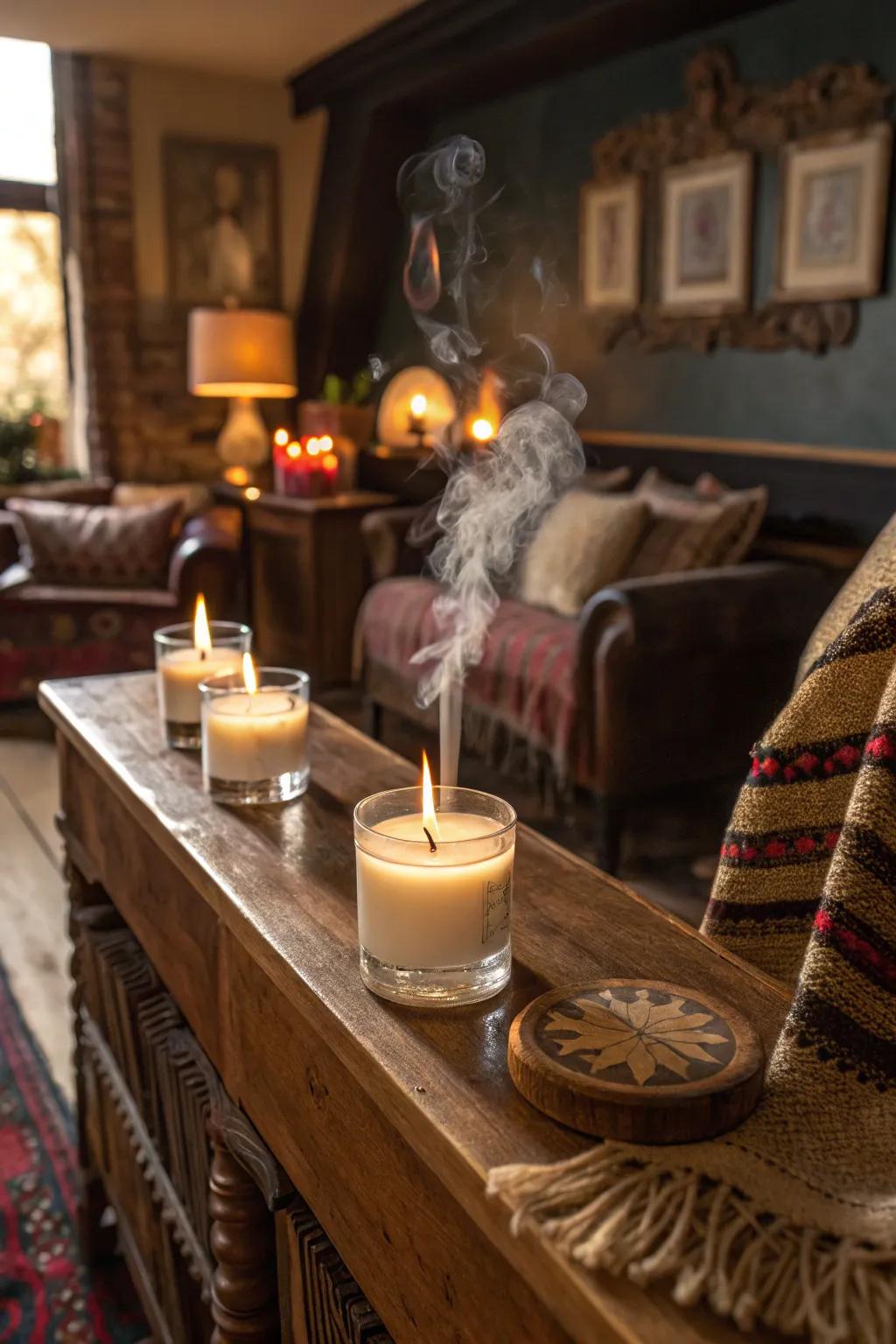 Smoky scents add mystery and warmth to your speakeasy.