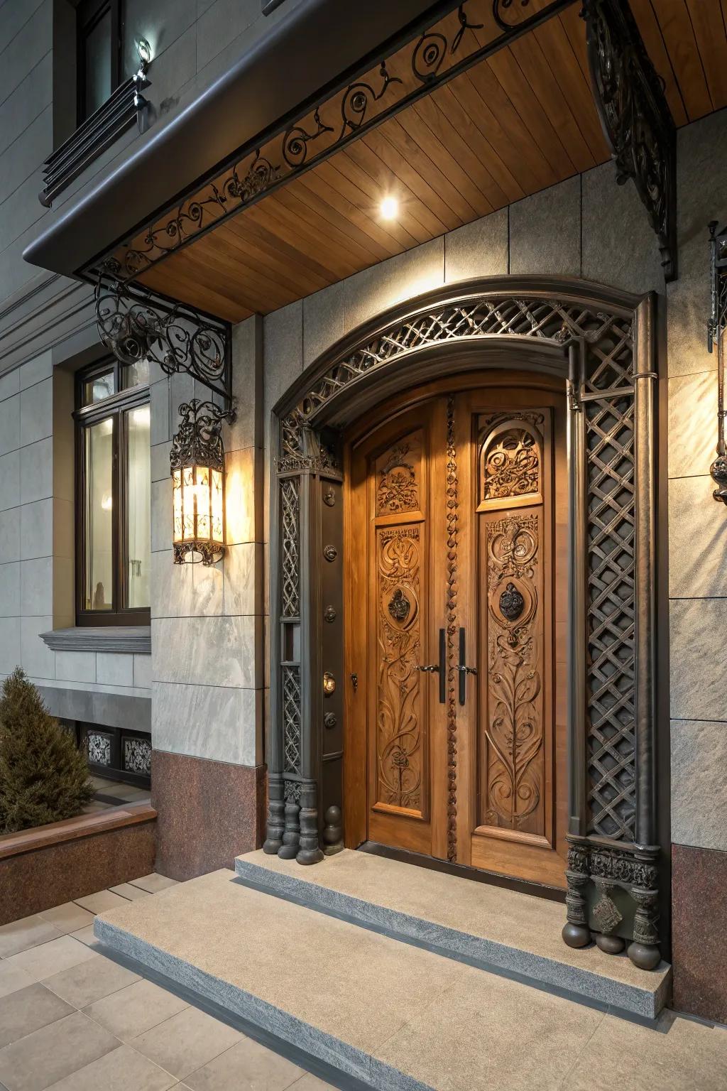 Opposing textures contributing profundity and dynamism to your entrance.
