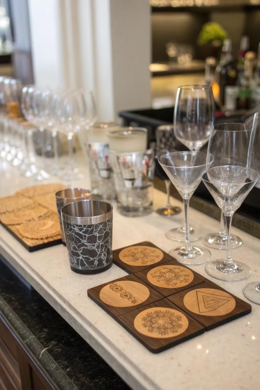 A unique barware station enhances your party's style.