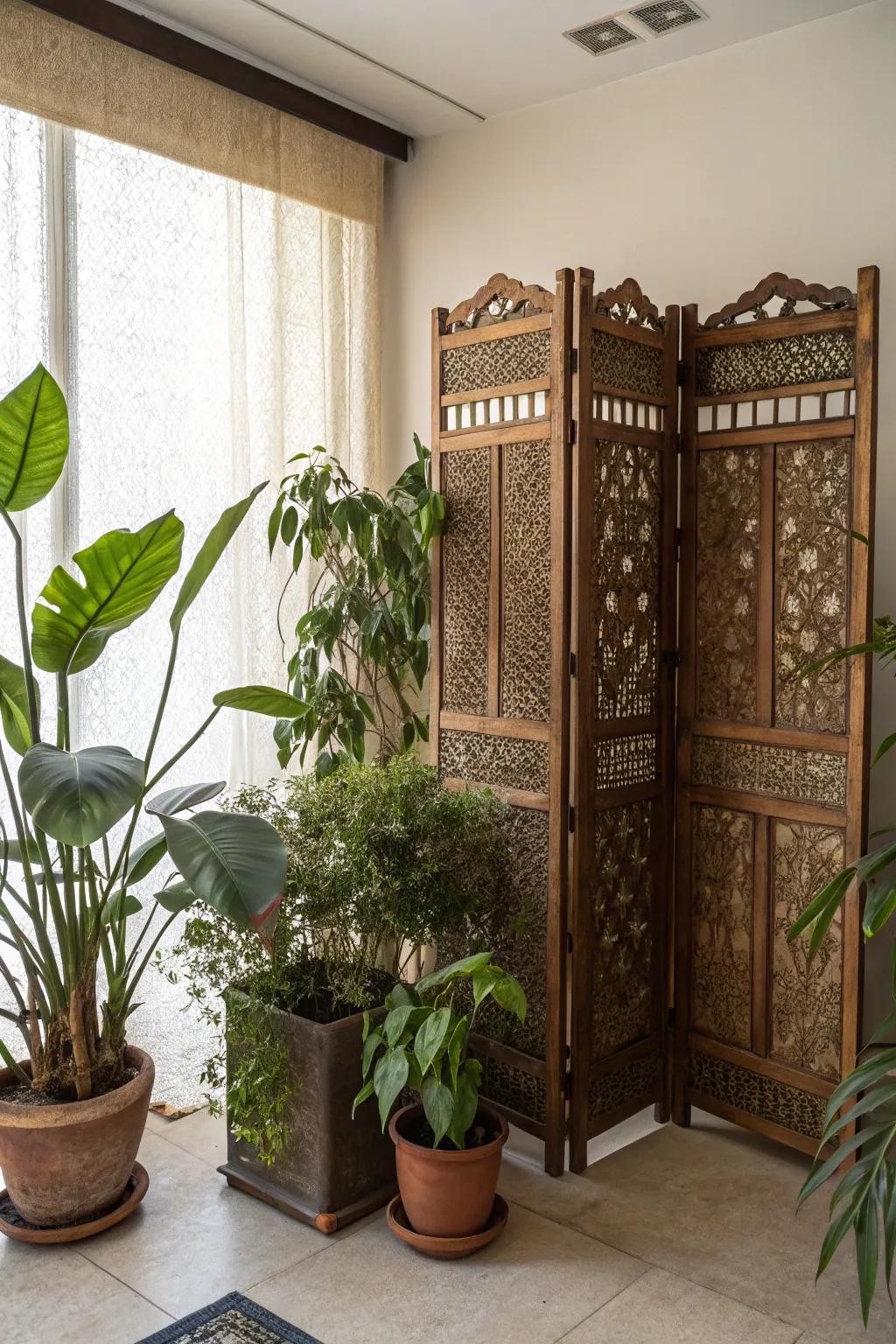 Styling screens offer beauty and use to corners.