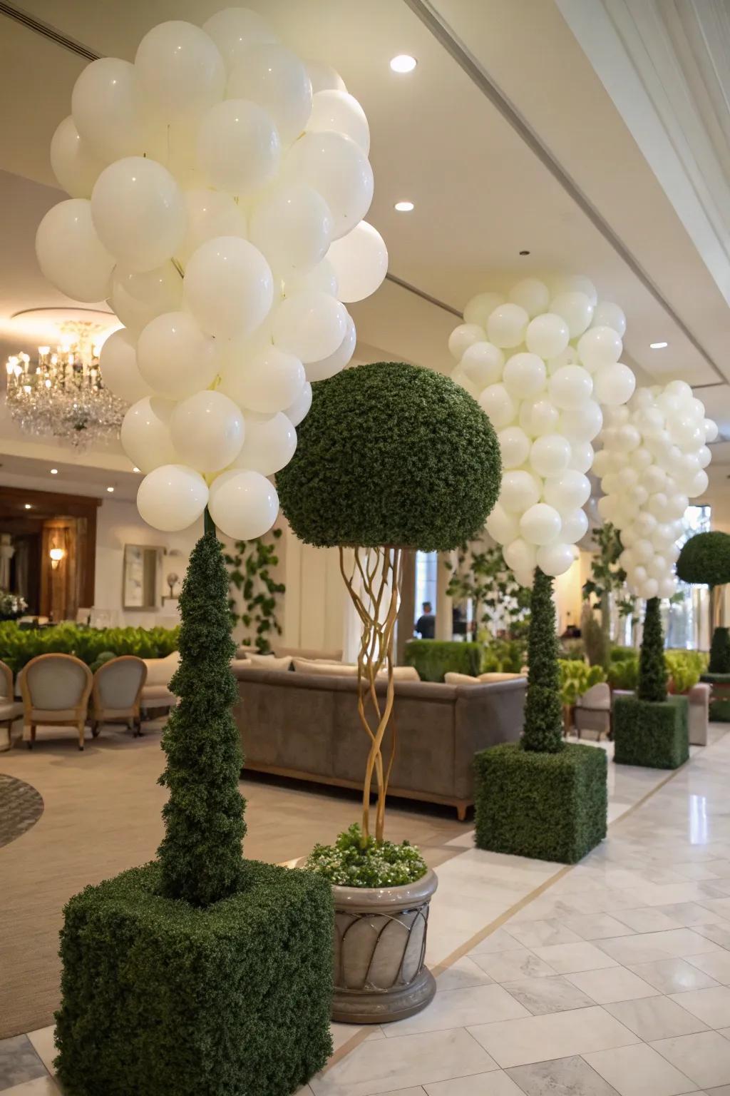 Balloon sculptures bring a garden-like sophistication to interior spaces.
