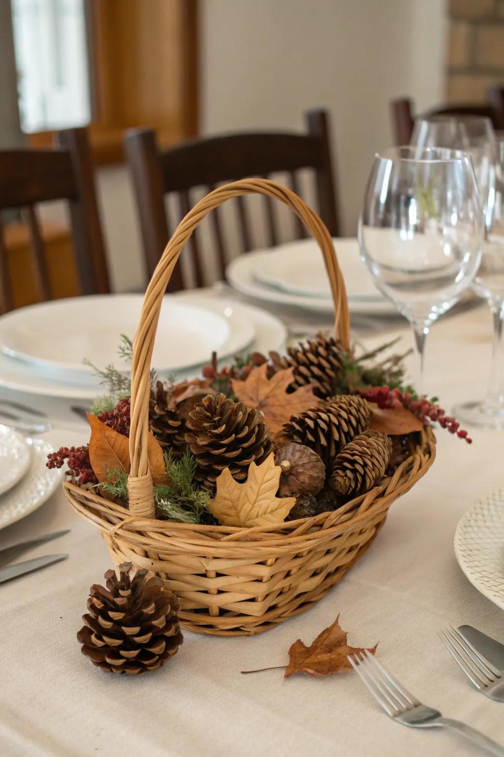 Baskets inject a seasonal charm to your dining tables.